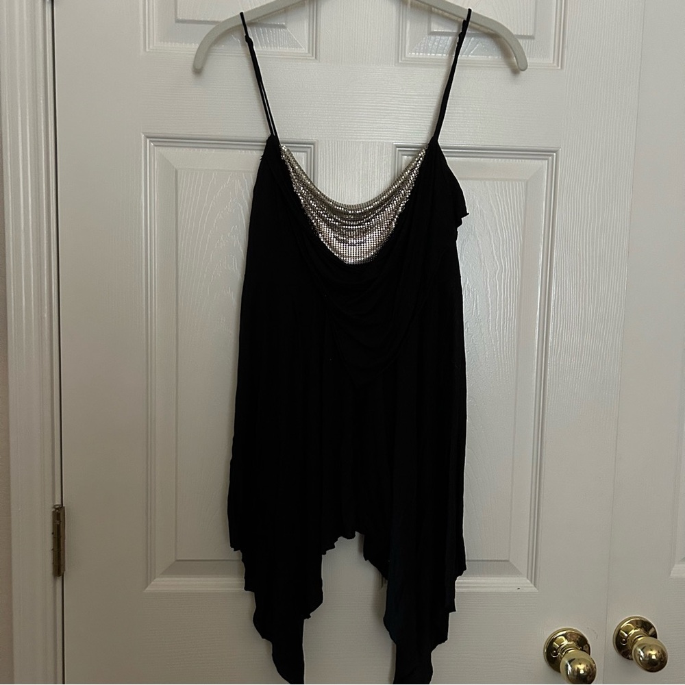 To The Max Embellished Black Spaghetti-Strap